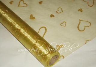 Organza zlatá so srdiečkami 37cm