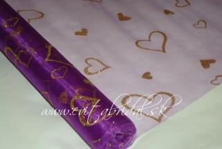 Organza fialová so srdiečkami 37cm