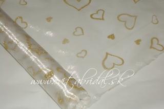 Organza biela so zlatými srdiečkami 12cm