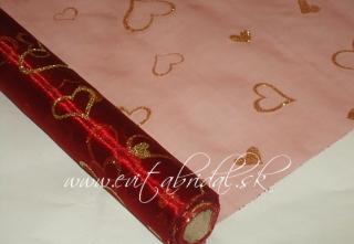 Organza bordová so srdiečkami 37cm